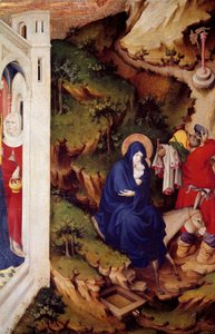 Die Flucht nach Ägypten (Detail) des rechten Abschnitts des Altars der Kartause von Champmol. Holzgemälde von Melchior Broederlam (zwischen 1381 und 1409 ca.) 1393-1399. Dijon, Museum der Schönen Künste