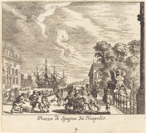 Piazza di Spagna, Neapel von Melchior Küsel after Johann Wilhelm Baur