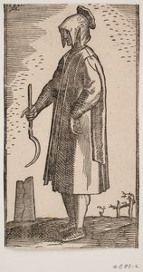 Griechischer Bauer mit Sichel in der rechten Hand