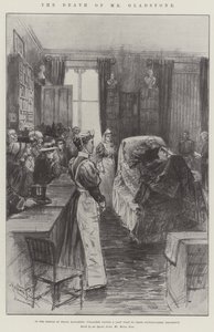 Der Tod von Mr. Gladstone, im Tempel des Friedens, Hawarden, Dorfbewohner besuchen ihren berühmten Nachbarn ein letztes Mal