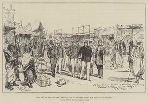 Der Krieg im Sudan, Admiral Sir W. Hewett bei seinen Rundgängen in Souakim