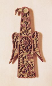 Adlerförmige Brosche (Metall und Emaille)