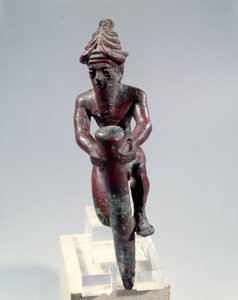 Mesopotamien: Kupferfundamentfigur, die einen Gott darstellt, der einen Nagel einschlägt. Um 2150 v. Chr. Aus Tello. Paris, Louvre Museum von Mesopotamian Mesopotamian