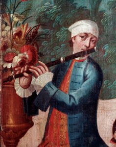 Flötenspieler (Bildschirmdetail, Gemälde)