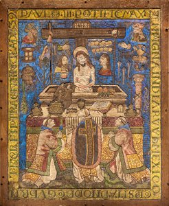 Messe des Heiligen Gregor, Federmosaik, Mexiko von Mexican School