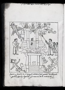 Ms Hunter 242 f.240v Franziskaner brennen Tempel nieder, Illustration aus Historia de Tlaxcala von Diego Munoz Camargo von Mexican School