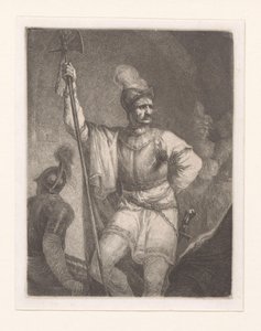 Soldat mit Hellebarde und Helm