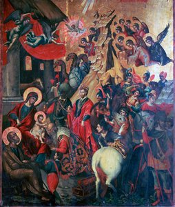 Ikone der Anbetung der Heiligen Drei Könige, 16. Jahrhundert von Michael Damaskinos