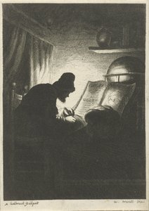 Schreibender Mann bei Kerzenlicht