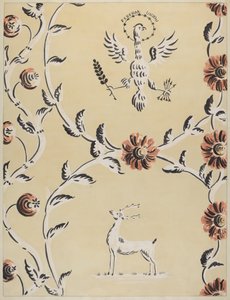 Freihand dekorierte Wand, ca. 1940