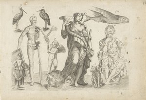 Studienblatt mit Zeichenbeispielen: Tiere und verschiedene Figuren von Michael Snijders