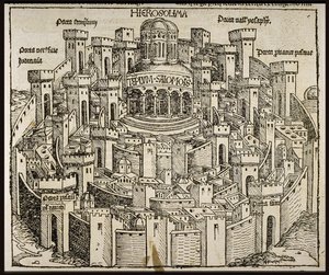 Jerusalem aus der Schedelschen Weltchronik, um 1493 von Michael Wolgemut