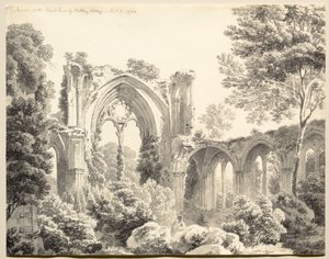 Inneres des Ostendes der Nettley Abtei, 1794 von Michel Angelo Rooker