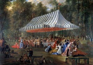 Fest gegeben von Louis Francois Joseph de Bourbon, Prinz von Conti, für den Erbprinzen Charles Guillaume Ferdinand von Braunschweig Lüneburg von Michel Barthelemy Ollivier or Olivier