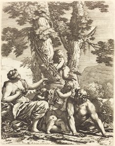 Bacchanal mit sitzender Bacchantin von Michel Dorigny