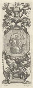 Ornamentales Panel mit zwei Putti und einer Vase