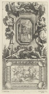 Ornamentales Panel mit einer Najade und einem Flussgott