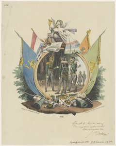 Medaillon mit Freiwilligen Jägern der Leidener Hochschule, 1830 von Michel Mourot