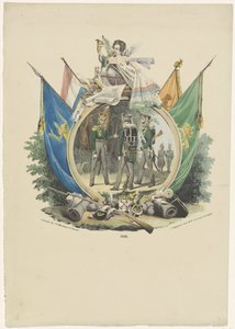 Medaille mit Freiwilligen Jägern der Leidener Hochschule, 1830 von Michel Mourot