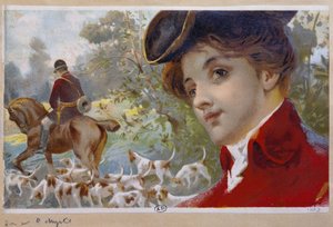 Frau auf der Jagd - Chromo. von Simondy