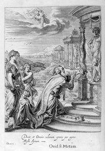 Oeneus, König von Kalydon, der Diana bei einem Opfer vernachlässigt und für seine Gottlosigkeit bestraft wird, 1655 von Michel de Marolles