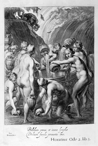 Die Danaiden verurteilt, durchlöcherte Gefäße mit Wasser zu füllen, 1655 von Michel de Marolles