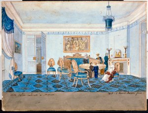 Ansicht des Salons in der Residenz der Prinzessin Zinaida Alexandrovna Volkonskaia (1792-1862) in Moskau von Michelangelo Barberi
