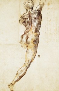 Ein männlicher Akt von hinten gesehen, Studie für die Schlacht von Cascina von Michelangelo Buonarroti
