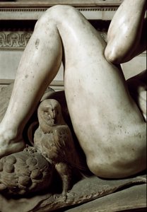Allegorie von Tag und Nacht: Detail der Nacht. Mausoleum von Giuliano de Medici. Marmorskulptur