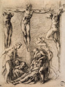 Kreuzigung, Zeichnung von Michelangelo. Musée du Louvre, Paris von Michelangelo Buonarroti