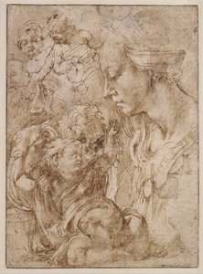 Studie für die Heilige Familie mit dem Kind Johannes dem Täufer (1505)