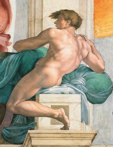 Ignudo Sixtinische Kapelle Decke im Vatikan, 1508-1512 von Michelangelo Buonarroti