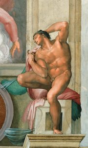 Ignudo, Sixtinische Kapelle, Decke im Vatikan von Michelangelo Buonarroti