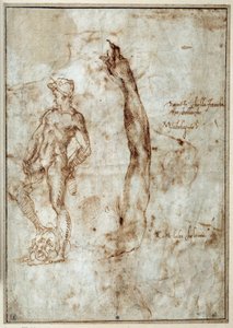 Aktstudie. Michelangelo Buonarroti genannt Michelangelo (Michelangelo oder Michel Ange)