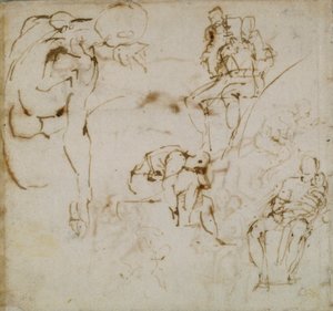 Seite aus einem Skizzenbuch, um 1490-1560 von Michelangelo Buonarroti