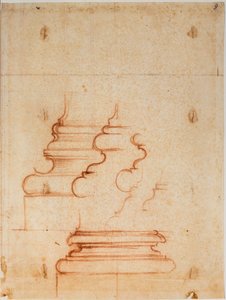 Pfeilerbasen für die Neue Sakristei, handschriftliche Inschriften von Michelangelo Buonarroti