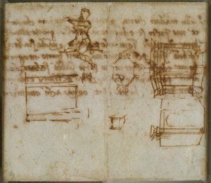 Leichte Skizzen von Architektur und eine kleine Figurenstudie, spätes 15. bis frühes 16. Jahrhundert