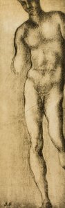 Studie einer männlichen Figur, Zeichnung von Michelangelo. Casa Buonarroti, Florenz von Michelangelo Buonarroti