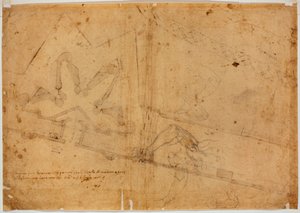 Studie einer Figur von anderer Hand und handschriftliche Inschrift
