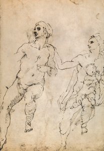 Studie einiger Aktfiguren; Zeichnung von Michelangelo. Der Louvre, Paris von Michelangelo Buonarroti