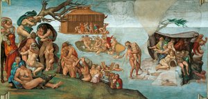 Die Sintflut, Sixtinische Kapelle Decke im Vatikan, 1508-1512 von Michelangelo Buonarroti