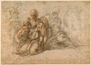 Die Heilige Familie (recto); Liebende Putti (verso) um 1530