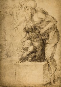 Das Opfer Isaaks; Zeichnung von Michelangelo. Casa Buonarroti, Florenz