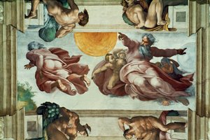 Die Sixtinische Kapelle; Deckenfresken nach der Restaurierung von Michelangelo Buonarroti