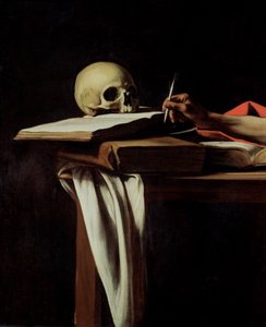 St. Hieronymus beim Schreiben, ca. 1604 (Detail) von Michelangelo Merisi Caravaggio