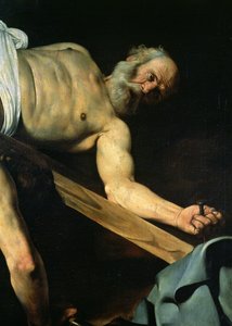 Die Kreuzigung des heiligen Petrus, Detail von St. Petrus, 1600-01