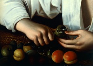 Junge, der Obst schält (Detail)