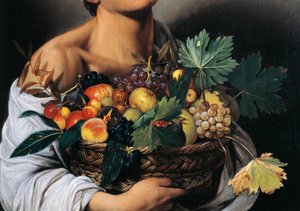 Junge mit einem Korb voller Obst (Detail)