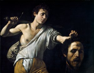 David mit dem Kopf von Goliath