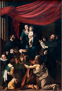 Madonna am Rosenkranz (Öl auf Leinwand) von Michelangelo Merisi da Caravaggio